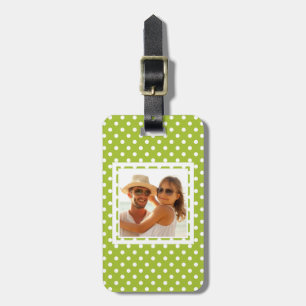 Custom Photo Spring pattern with white polka dots Luggage Tag