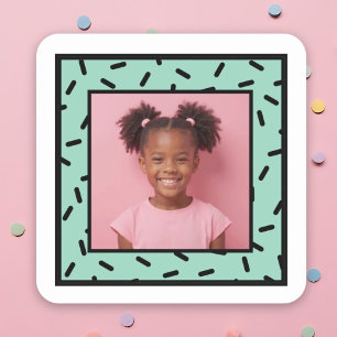 Custom Photo Sprinkle Frame Birthday Party Favors Square Sticker