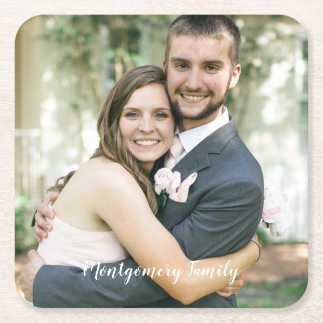 Custom Photo Square Paper Coaster (Front)