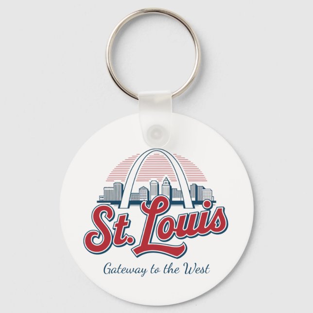 Custom Photo & St. Louis Gateway Arch Slogan Keychain (Front)