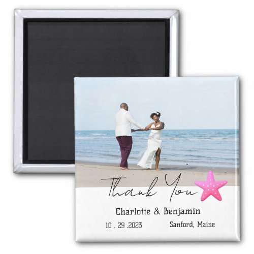 Custom Photo Starfish Beach Wedding Favor  Magnet