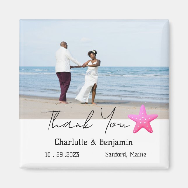 Custom Photo Starfish Beach Wedding Favor  Magnet (Front)