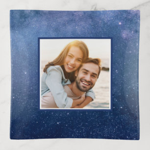 Custom Photo Starry Night Galaxy Modern Template Trinket Tray