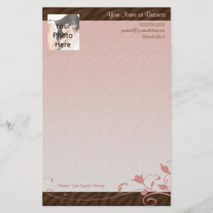 Custom Photo Stationery, Pink Swirl Stationery