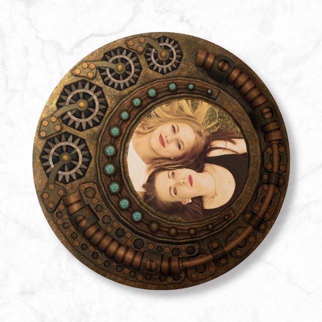 Custom Photo Steampunk Metal Gears Button (Creator Uploaded)