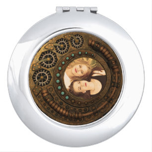 Custom Photo Steampunk Metal Gears Compact Mirror