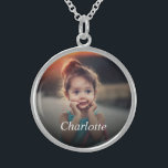 Custom Photo Sterling Silver Necklace<br><div class="desc">Create your own personalized necklace pendant with your custom image. Add your favorite photo, design or artwork to create something really unique. To edit this design template, click 'Change' and upload your own image as shown above. Click 'Customize It' button to add text, customize fonts and colors. Treat yourself or...</div>