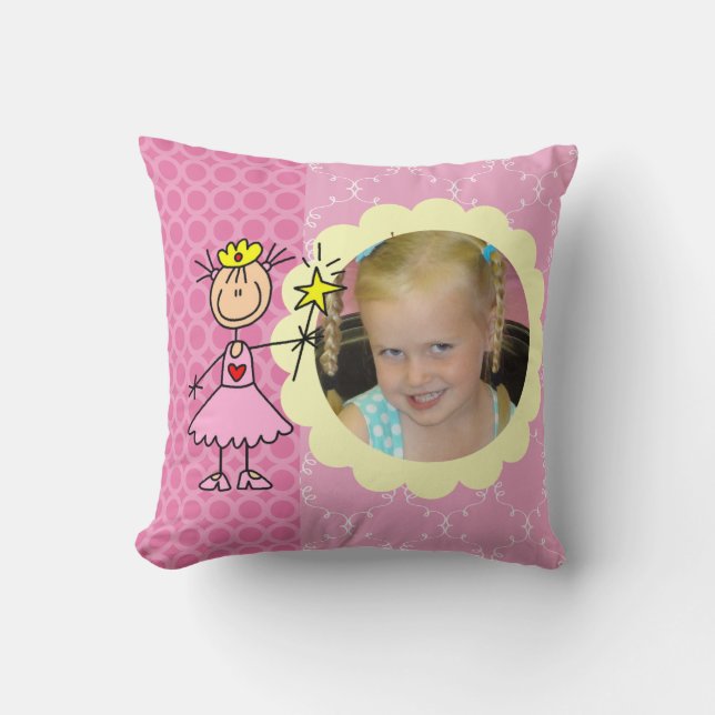 Custom Photo Stick Figure Princess Pillow (Front)