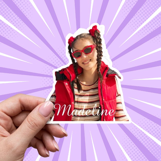Custom Photo Stickers | Personalized Vinyl Decals (Remove background, add name, adjust text color, size, and position to fit your image.)