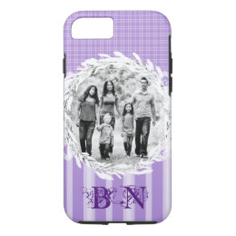 Custom Photo Stripe Plaid Pastel Purple iPhone 8/7 Case