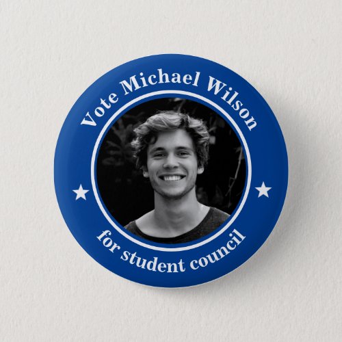 Custom Photo Student Union Election Blue Button
