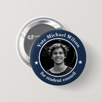 Custom Photo Student Union Election Dark Cyan Blue Button