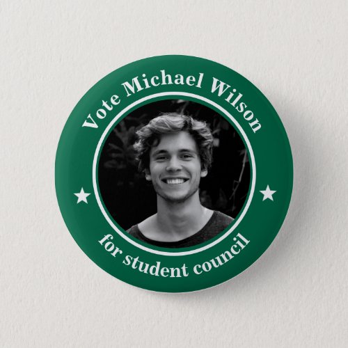 Custom Photo Student Union Election Dark Green Button
