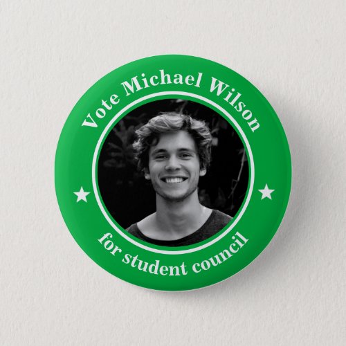 Custom Photo Student Union Election Light Green Button