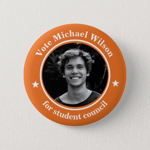 Custom Photo Student Union Election Orange Button