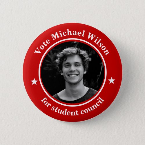 Custom Photo Student Union Election Red Button