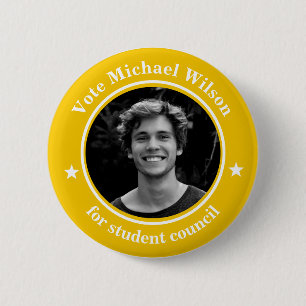 Custom Photo Student Union Election Yellow Button
