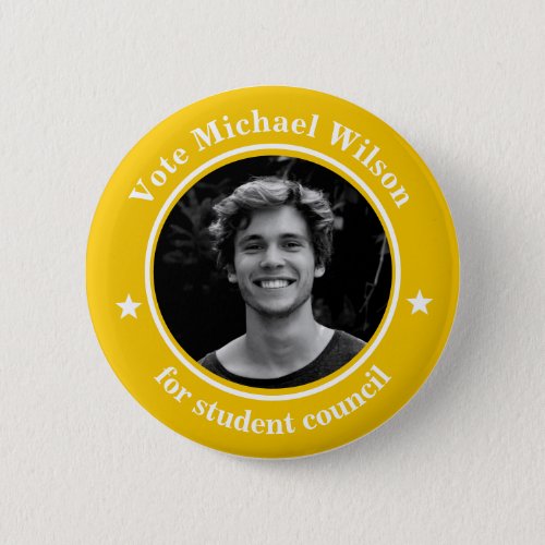 Custom Photo Student Union Election Yellow Button