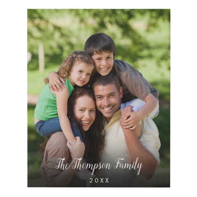 Custom Photo Stylish Script Name Faux Canvas Print (Front)