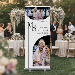 Custom Photo Stylish Wedding Welcome Retractable Banner