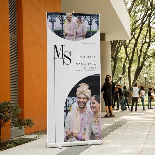 Custom Photo Stylish Wedding Welcome Retractable Banner