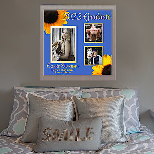 Custom Photo Sunflowers Graduation Foil Prints