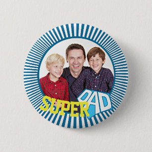 Custom Photo Super Dad Comic Book Button