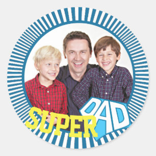 Custom Photo Super Dad Comic Book Classic Round Sticker