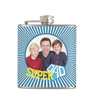 Custom Photo Super Dad Comic Book Flask