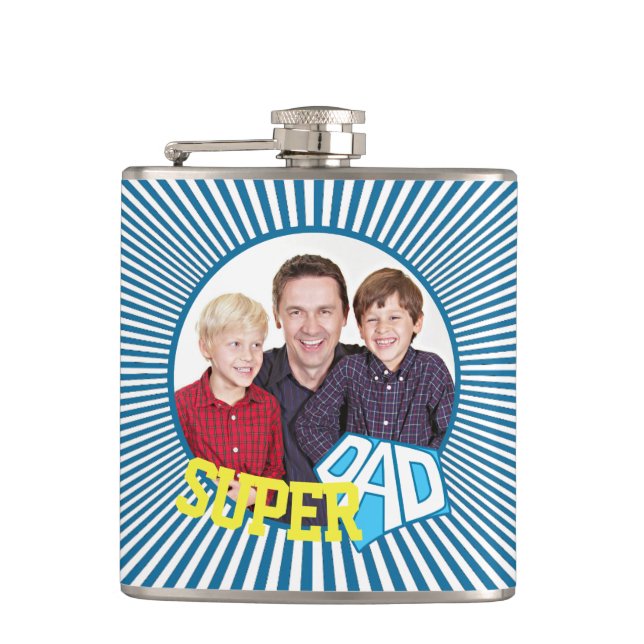 Custom Photo Super Dad Comic Book Flask (Front)