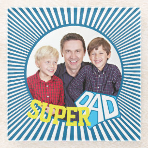 Custom Photo Super Dad Comic Book Glass Coaster