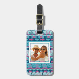 Custom Photo Super Fun Fish And Sailboat Pattern Luggage Tag