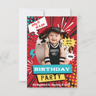 Custom Photo Superhero Birthday Party Invitation