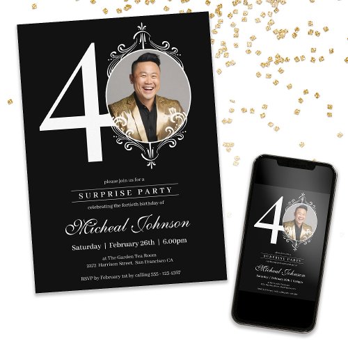 Custom Photo Surprise 40th Birthday Party  Invitation