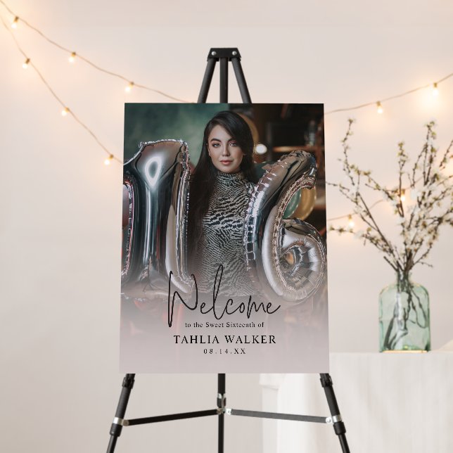 Custom Photo Sweet 16 Welcome Sign (In Situ (Stand))