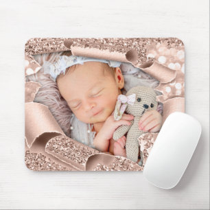 Custom Photo Sweet Baby Girl BOY Glitter ROSE Mouse Pad