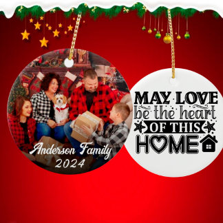 Custom photo Sweet moments with family Christmas Ceramic Ornament