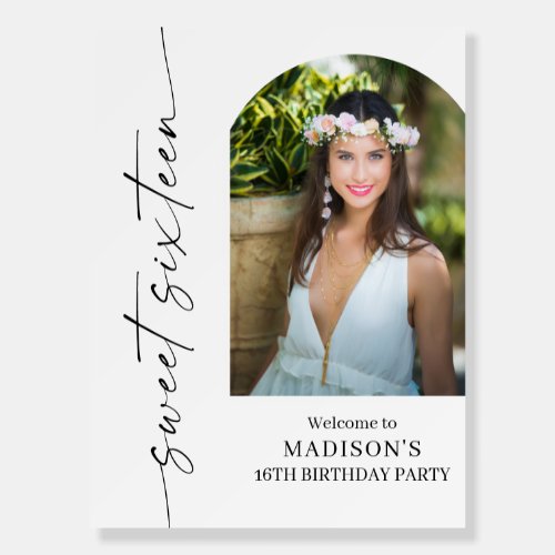 Custom Photo Sweet Sixteen Birthday Welcome Sign