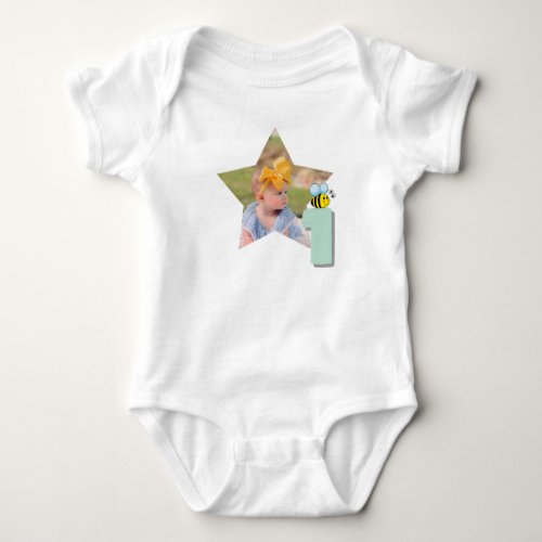 Custom Photo Sweet to Bee One 1st Birthday Baby Bodysuit