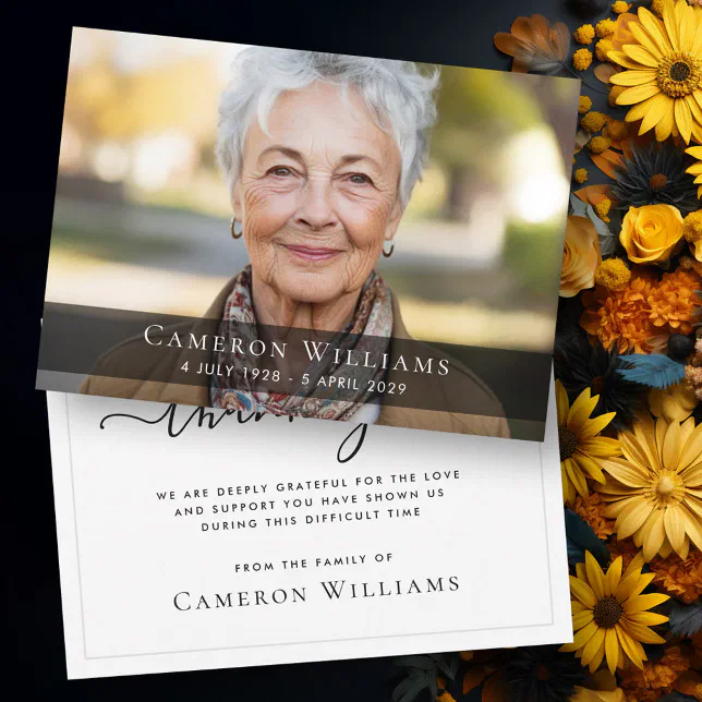 Custom photo sympathy bereavement thank you card Zazzle