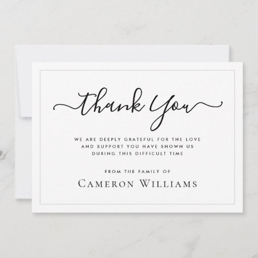 Custom photo sympathy bereavement thank you card | Zazzle