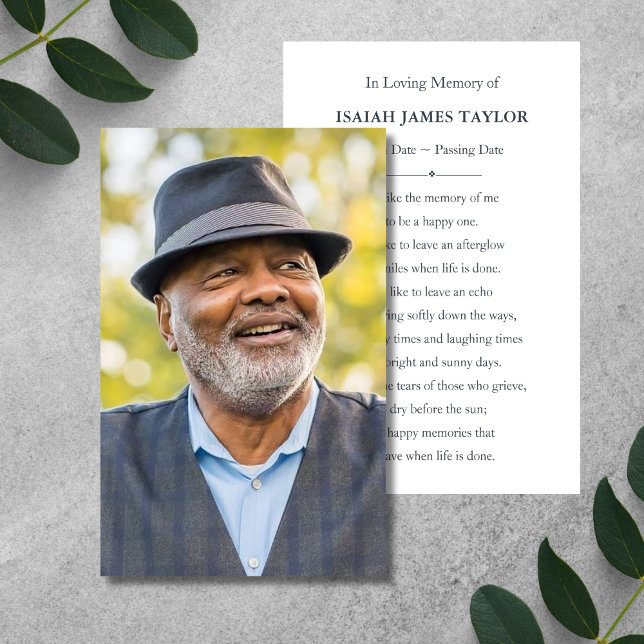 Custom Photo Sympathy Funeral Memorial Card (Photo Memorial Prayer Card)