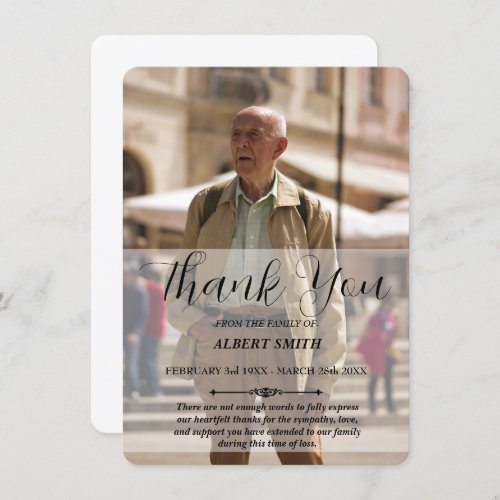 Custom Photo Sympathy Thank You Card