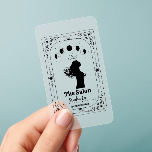 Custom Photo Tarot Hair Nail Spa Business Referral Clear Business Cards