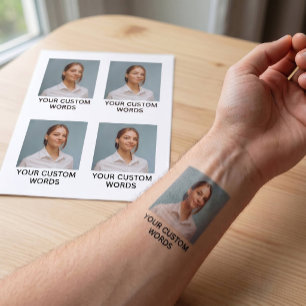 Custom Photo Tattoo with Personalized Text Set
