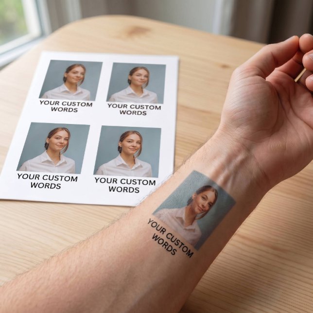 Custom Photo Tattoo with Personalized Text Set (Creator Uploaded)