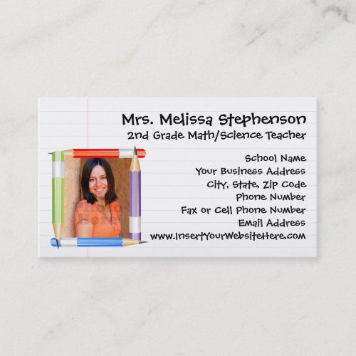 Custom Photo TeacherSchool Business Calling Card
