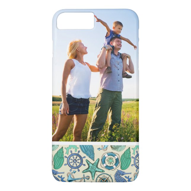 Custom Photo Teal Sea Animals Pattern Case-Mate iPhone Case (Back)