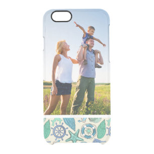 Custom Photo Teal Sea Animals Pattern Clear iPhone 6/6S Case