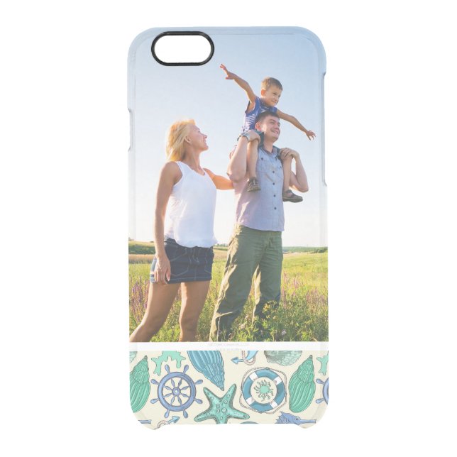 Custom Photo Teal Sea Animals Pattern Uncommon iPhone Case (Back)